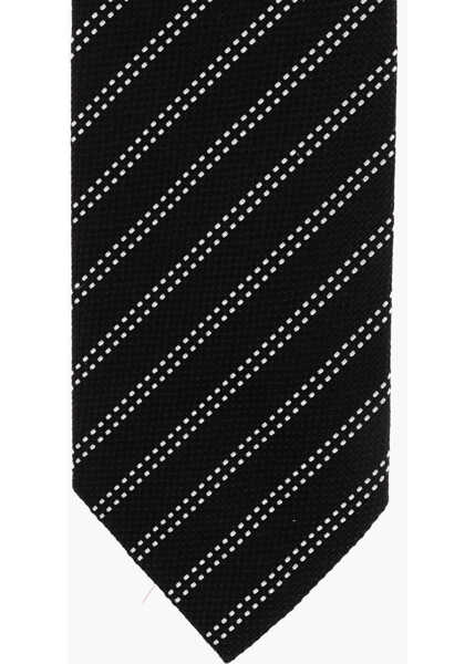 Cravate Destin Jacquard Silk Tie With Oblique Stripes Pattern Black Barbati (BM 19709753) 2
