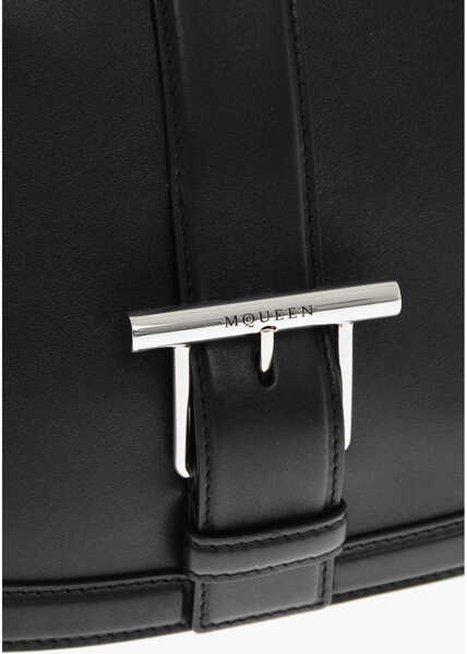 Genti de umar Alexander McQueen Leather Maxi Saddle Bag With Logo Black Femei (BM 19709759) 4