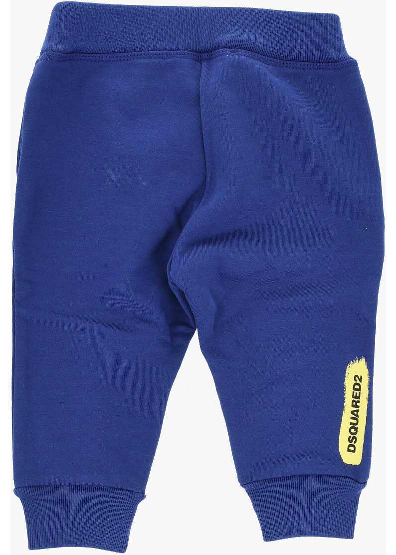 Pantaloni de trening DSQUARED2 Brushed Cotton Joggers With Printed Logo Blue Baieti (BM 19709762) 3