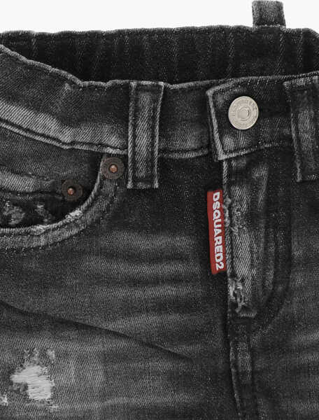 Blugi drepti DSQUARED2 Delav Denims With Elastic Waistband 9Cm Black Baieti (BM 19709783) 2