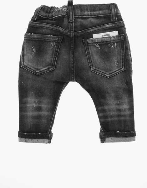Blugi drepti DSQUARED2 Delav Denims With Elastic Waistband 9Cm Black Baieti (BM 19709783) 3