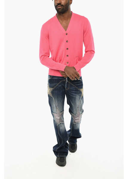 Cardigane DSQUARED2 Virgin Wool V-Neck Cardigan With Two-Pockets Pink Barbati (BM 19709786) 4