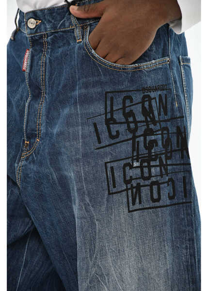 Blugi drepti DSQUARED2 Icon Wide Leg Loose Fit Jeans Blue Barbati (BM 19709789) 2