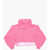Diesel Cotton Senia Hoodie With Chiffon Detail Pink