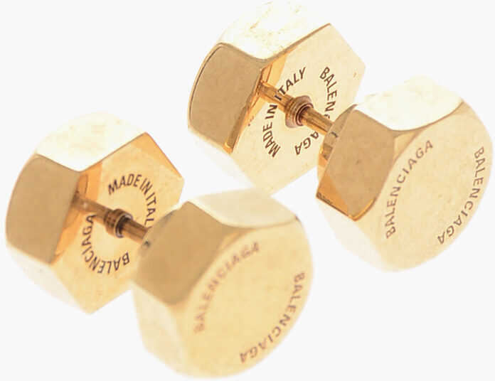 Cercei Balenciaga Double-Face Bolt Earrings With Gold Finish Gold Barbati (BM 19709795) 2