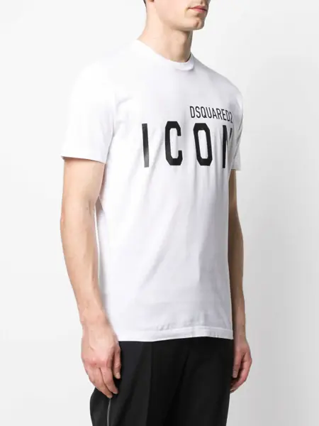 Tricouri DSQUARED2 Icon Cotton Crew-Neck T-Shirt With Print Black & White Barbati (BM 19709798) 3