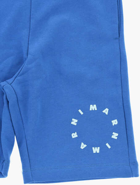 Pantaloni scurti Marni Brushed Cotton Shorts With Printed Logo Blue Baieti (BM 19709810) 2