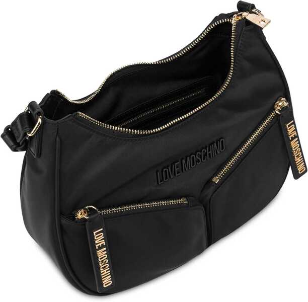 Genti de umar Moschino Love Fabric Hobo Bag With Golden Effcet Details Black Femei (BM 19709825) 3