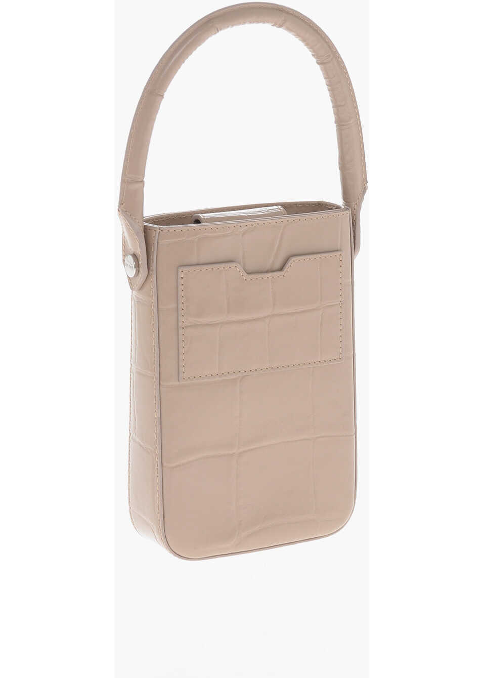 Genti mini BY FAR Mini Crocodile-Effect Leather Crossbody Bag Beige Femei (BM 19709831) 2