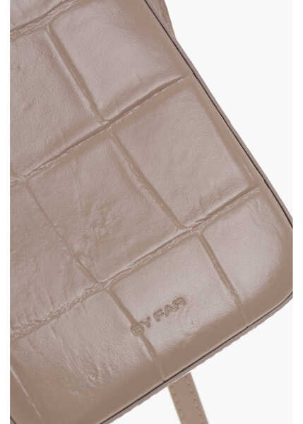 Genti mini BY FAR Mini Crocodile-Effect Leather Crossbody Bag Beige Femei (BM 19709831) 4