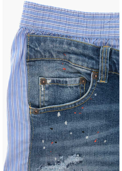Pantaloni scurti DSQUARED2 Popeline And Denim Shorts With Distressed Details Blue Baieti (BM 19709834) 2