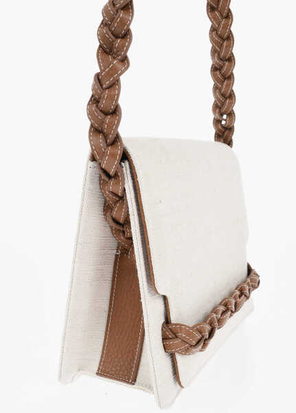 Genti tip postas Amato Daniele Canvas Treccia Crossbody Bag With Leather Shoulder Strap Beige Femei (BM 19709837) 3