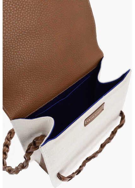 Genti tip postas Amato Daniele Canvas Treccia Crossbody Bag With Leather Shoulder Strap Beige Femei (BM 19709837) 4