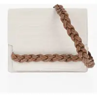 Genti tip postas Canvas Treccia Crossbody Bag With Leather Shoulder Strap Femei