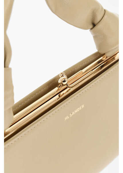 Genti de mana Jil Sander Solid Color Leather Mini Handbag Yellow Femei (BM 19709840) 3