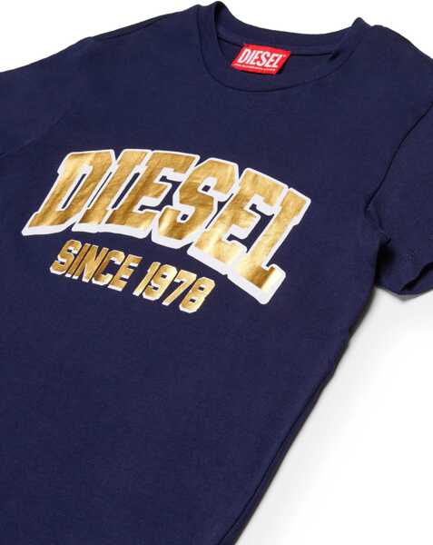 Tricouri Diesel Crew Neck Gof T-Shirt With Lam Print Blue Baieti (BM 19709852) 3