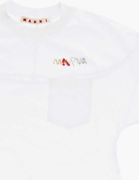 Rochii Marni Short Sleeved Tee Dress With Patterned Skirt White Fete (BM 19709942) 2