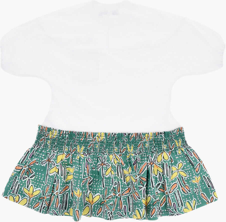 Rochii Marni Short Sleeved Tee Dress With Patterned Skirt White Fete (BM 19709942) 3