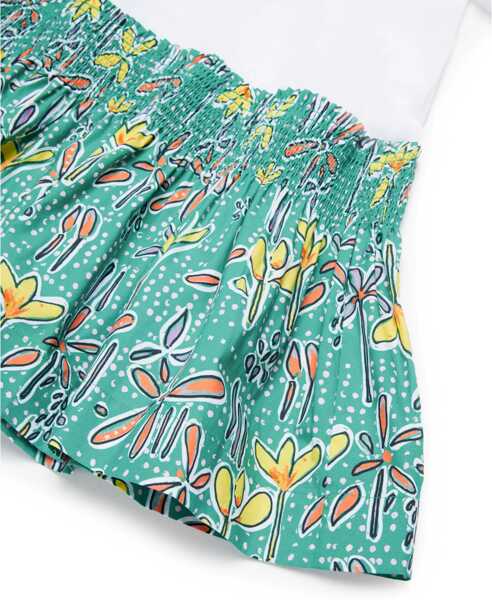 Rochii Marni Short Sleeved Tee Dress With Patterned Skirt White Fete (BM 19709942) 4