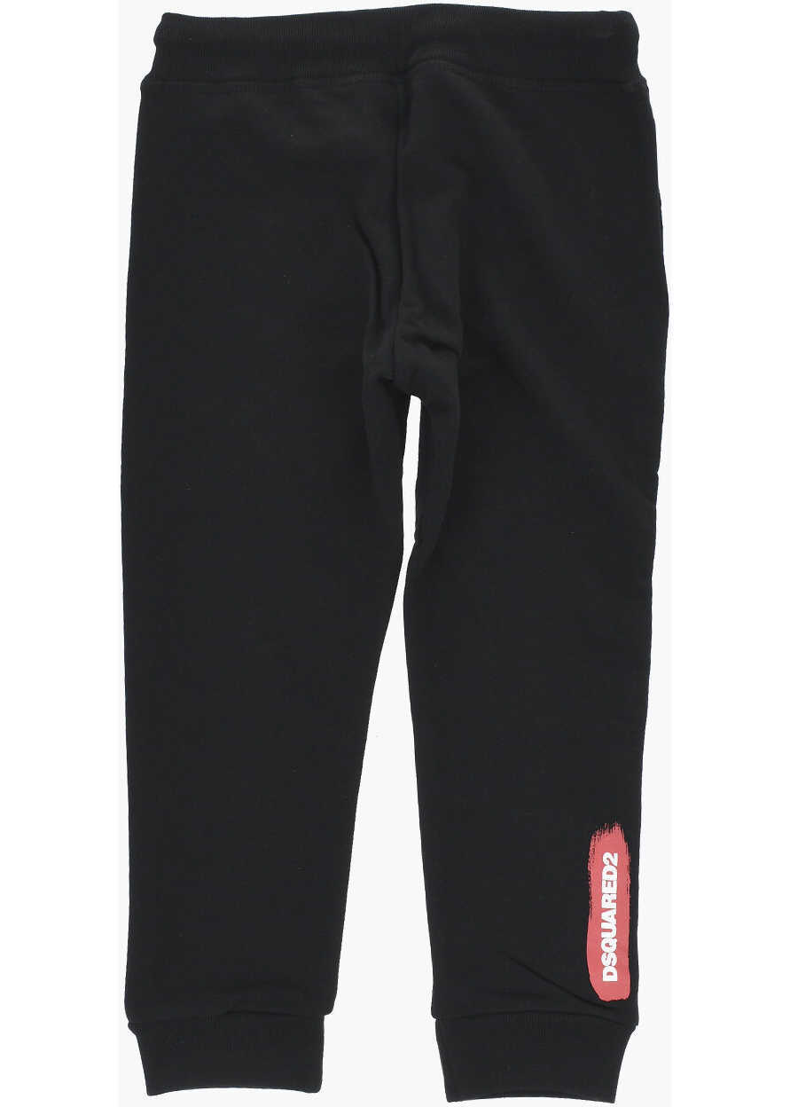 Pantaloni de trening DSQUARED2 Solid Color Joggers With Contrasting Logo Black Baieti (BM 19709957) 3