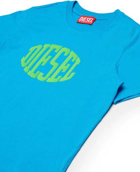 Tricouri Diesel Cotton Crew-Neck T-Shirt With Print Blue Baieti (BM 19709960) 3