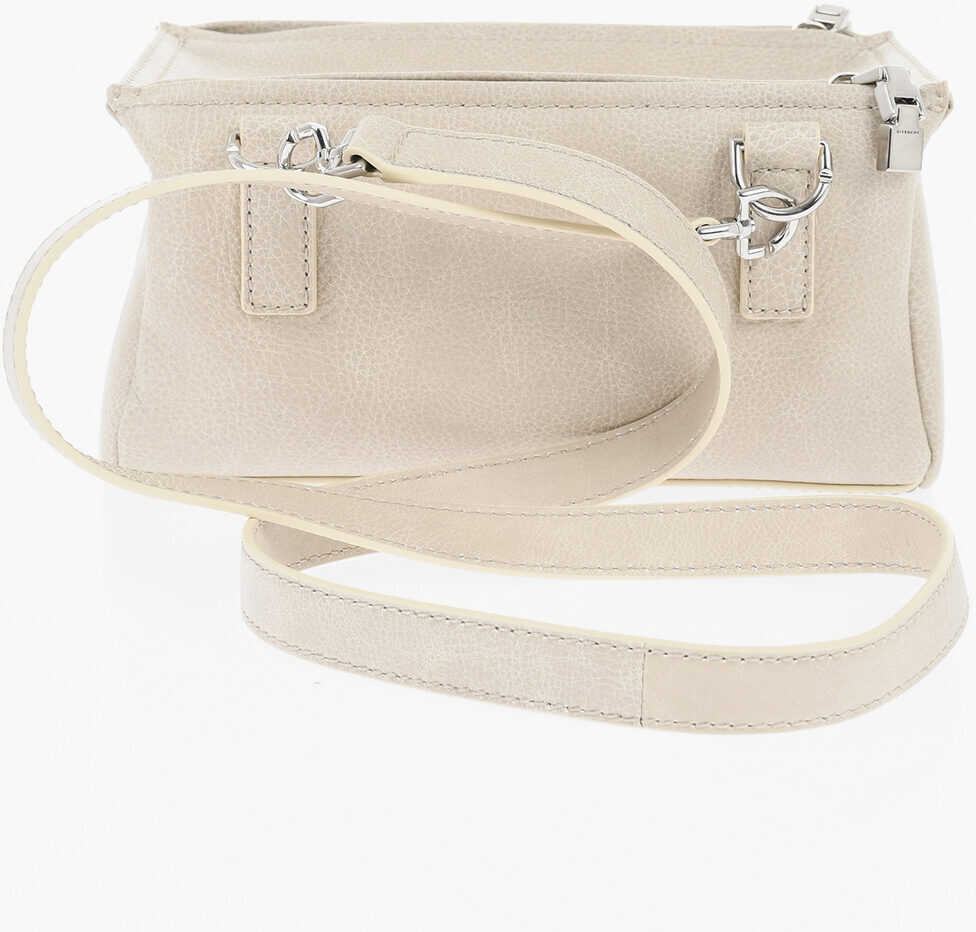 Genti de umar Givenchy Textured Leather Pandora Shoulder Bag With Silver Effect Log Beige Femei (BM 19709966) 2
