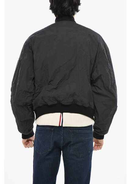 Geci Parka DSQUARED2 Solid Color Bomber With Frontal Maxi Pockets Black Barbati (BM 19709978) 2