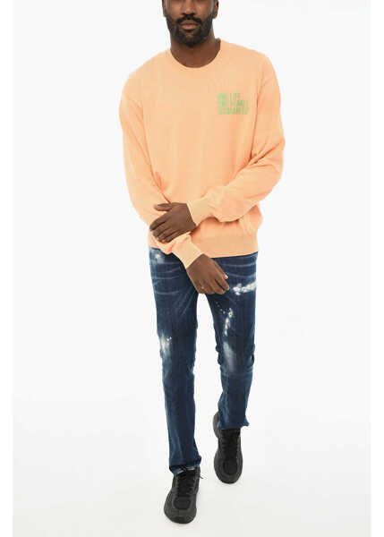 Pulovere DSQUARED2 Cotton Crew-Neck Sweater With Embroidery Orange Barbati (BM 19710002) 4