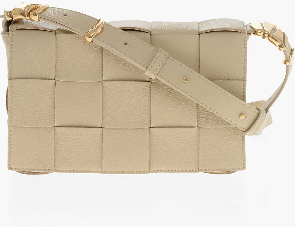 Genti de umar Bottega Veneta Braided Leather Shoulder Bag With Golden Effect Details Beige Femei (BM 19710005) 1