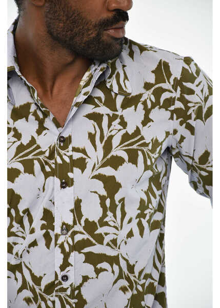 Camasi casual DSQUARED2 Floral Motif Two-Tone Shirt White Barbati (BM 19710011) 3