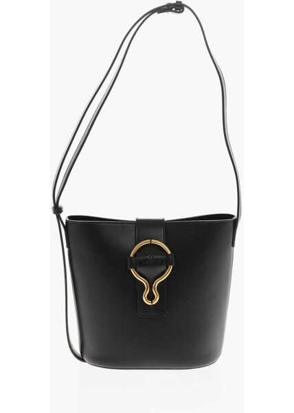 Genti de umar IL BISONTE Leather Bucket Bag With Golden Effect Details Black Femei (BM 19710041) 1