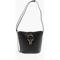 Genti de umar Leather Bucket Bag With Golden Effect Details Femei