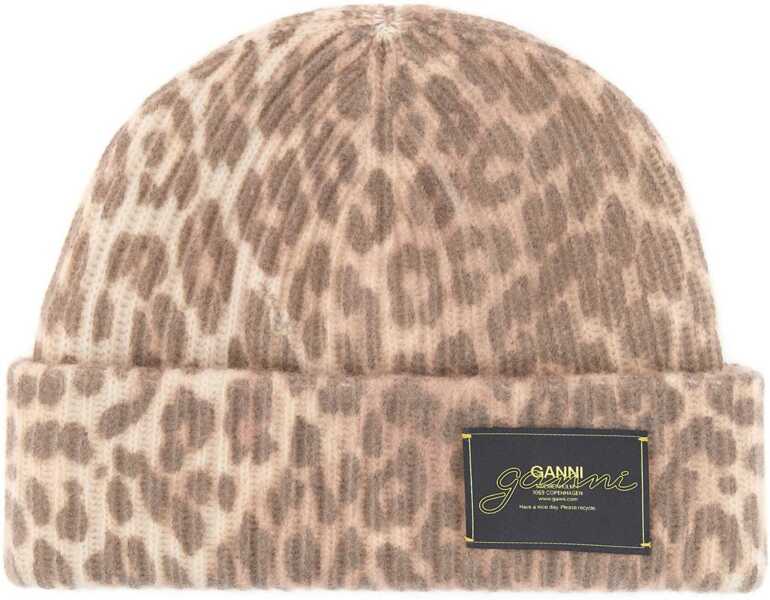 Palarii Ganni Cappello In Lana Con Motivo Leopardato ANIMALIER Femei (BM 19710140) 2