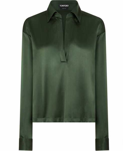 Tricouri Polo Tom Ford Silk Satin Stretch Shirt GREEN Femei (BM 19710155) 1
