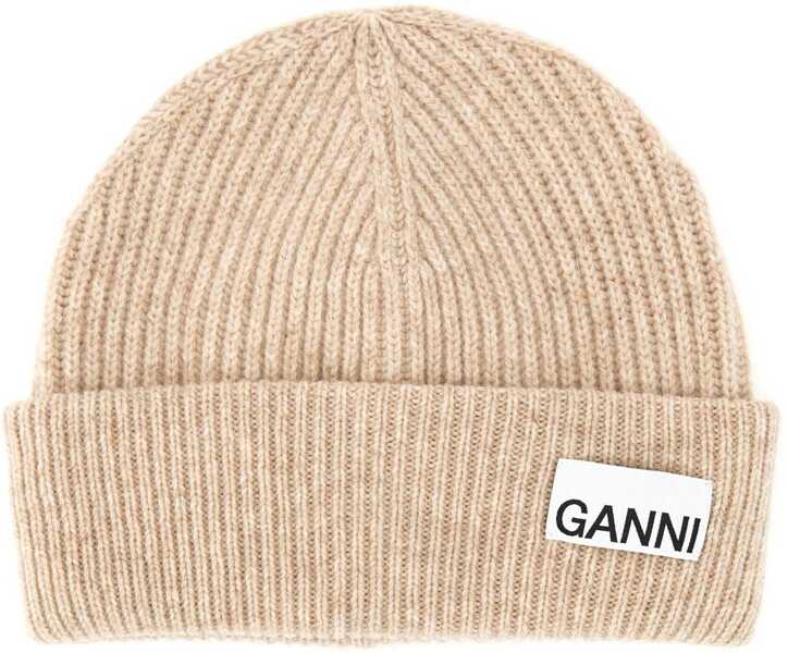 Caciuli Ganni Cappello Beanie A Coste BEIGE Femei (BM 19710197) 1