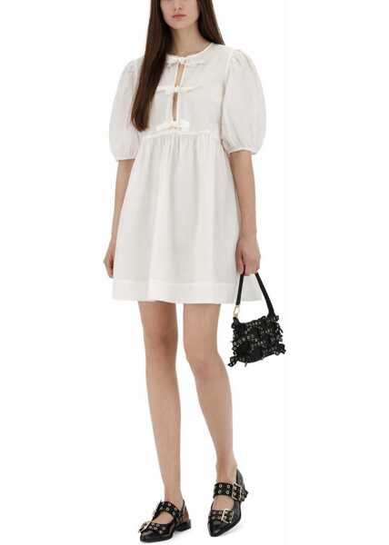 Rochii casual Ganni Poplin Mini Dress WHITE Femei (BM 19710212) 2