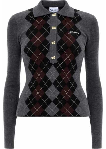 Pulovere Ganni Jacquard Wool Sweater GREY Femei (BM 19710221) 1