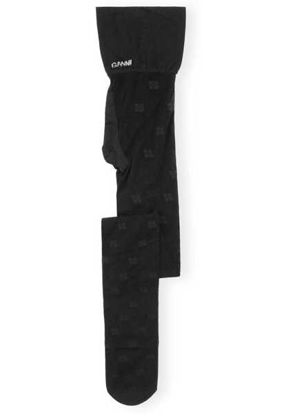 Sosete Ganni Calze In Pizzo Con Logo Farfalla BLACK Femei (BM 19710266) 3