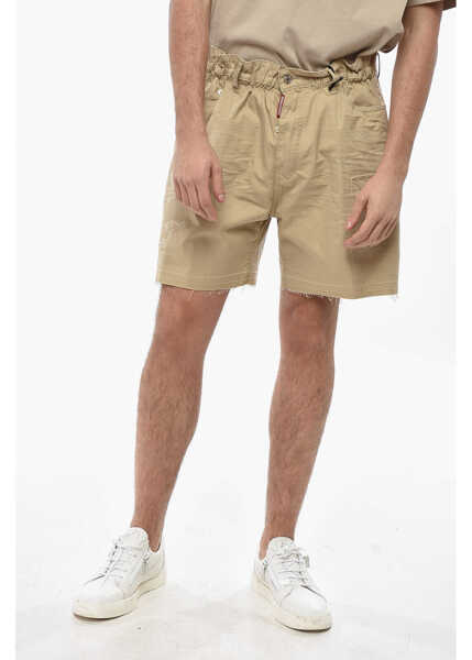 Pantaloni scurti DSQUARED2 Distressed Effect Cotton Shorts Beige Barbati (BM 19710338) 1