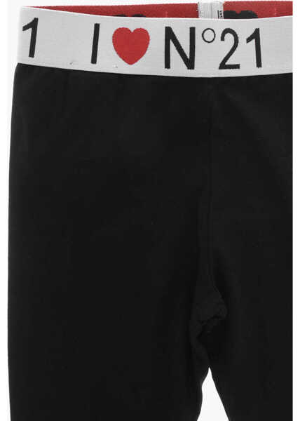 Colanti N21 Kids Cotton Blend Leggings With Logoed Waistband Black Fete (BM 19710341) 2