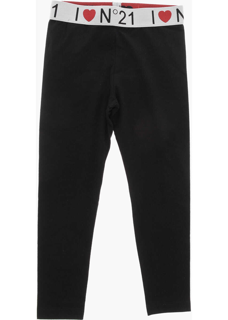 Colanti N21 Kids Cotton Blend Leggings With Logoed Waistband Black Fete (BM 19710341) 1