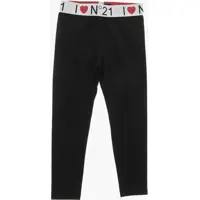 Colanti Cotton Blend Leggings With Logoed Waistband Fete