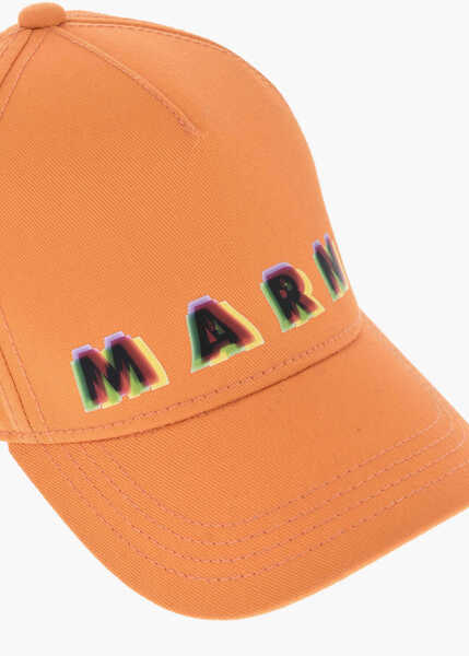 Caciuli Marni Solid Color Cap With Printed Logo Orange Baieti (BM 19710344) 3