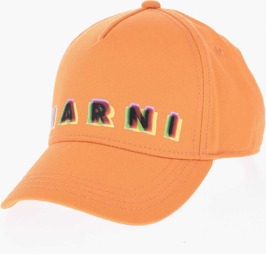 Caciuli Marni Solid Color Cap With Printed Logo Orange Baieti (BM 19710344) 1
