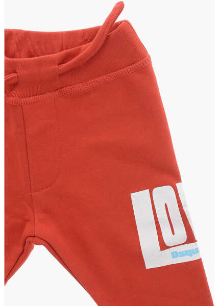Pantaloni de trening DSQUARED2 Brushed Cotton Love Sweatpants With Cuffs Red Baieti (BM 19710347) 2