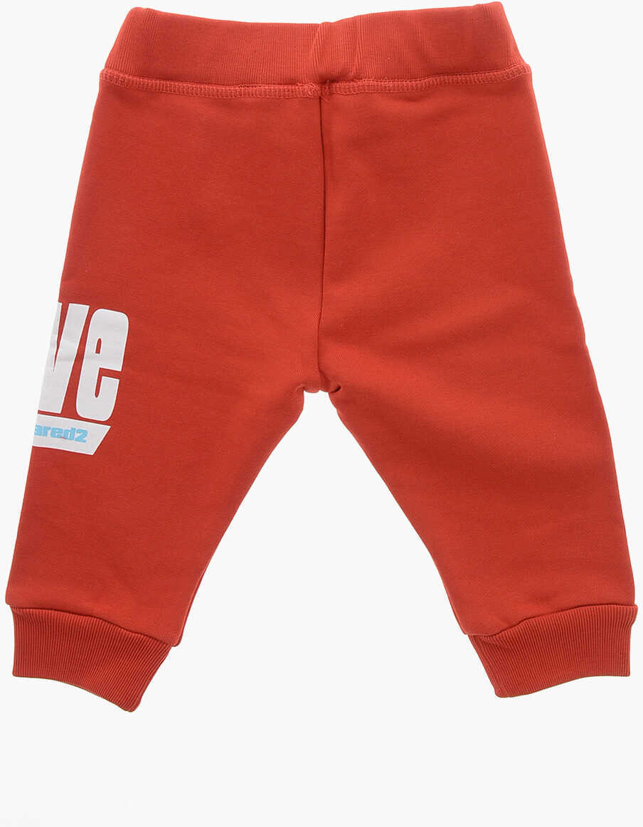 Pantaloni de trening DSQUARED2 Brushed Cotton Love Sweatpants With Cuffs Red Baieti (BM 19710347) 3