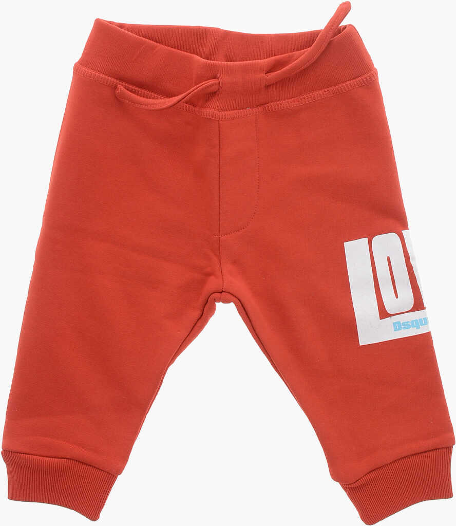 Pantaloni de trening DSQUARED2 Brushed Cotton Love Sweatpants With Cuffs Red Baieti (BM 19710347) 1