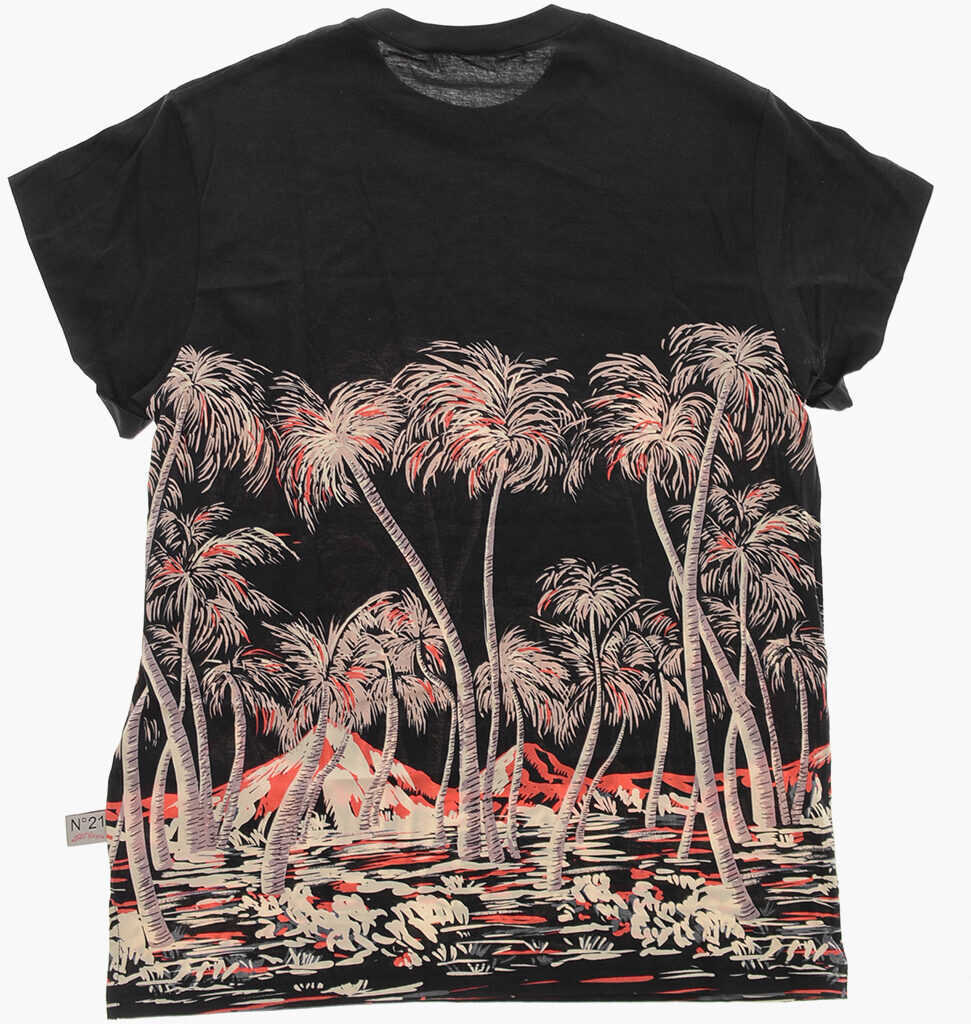 Tricouri N21 Kids Crew Neck Palmas Cotton T-Shirt Black Baieti (BM 19710356) 3