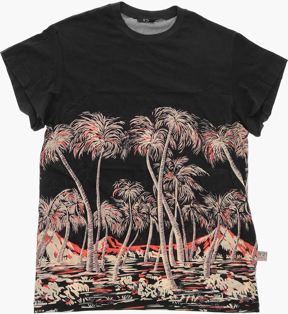 Tricouri N21 Kids Crew Neck Palmas Cotton T-Shirt Black Baieti (BM 19710356) 1