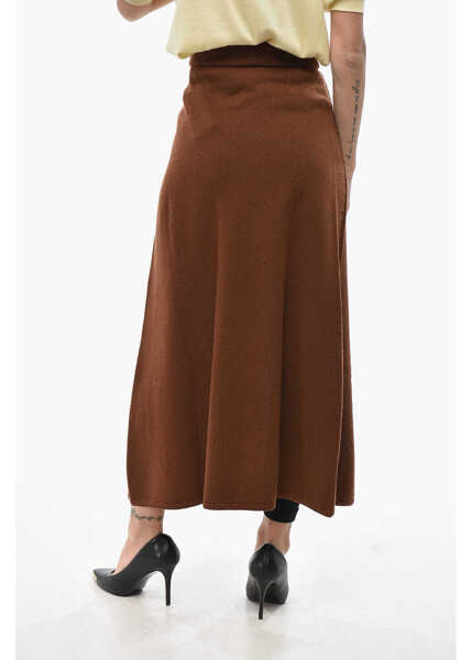Fuste lungi Ermanno Scervino Knitted Midi Skirt With Front Split Brown Femei (BM 19710359) 2